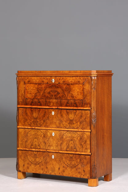 Dreamlike Louis Philippe Secretary Vertiko Wilhelminian style walnut chest of drawers around 1880