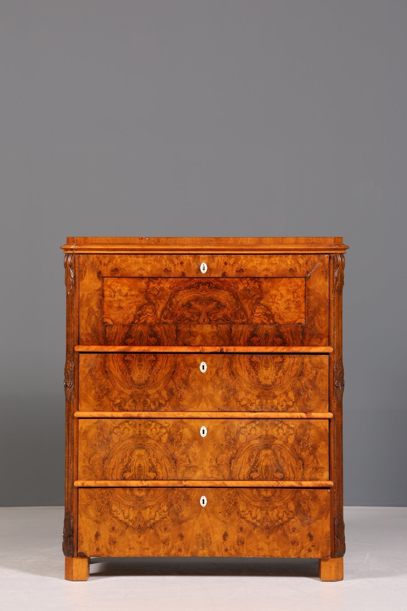 Dreamlike Louis Philippe Secretary Vertiko Wilhelminian style walnut chest of drawers around 1880