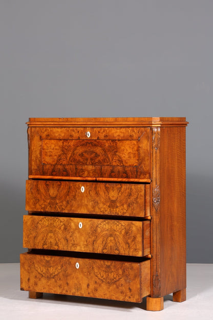 Dreamlike Louis Philippe Secretary Vertiko Wilhelminian style walnut chest of drawers around 1880