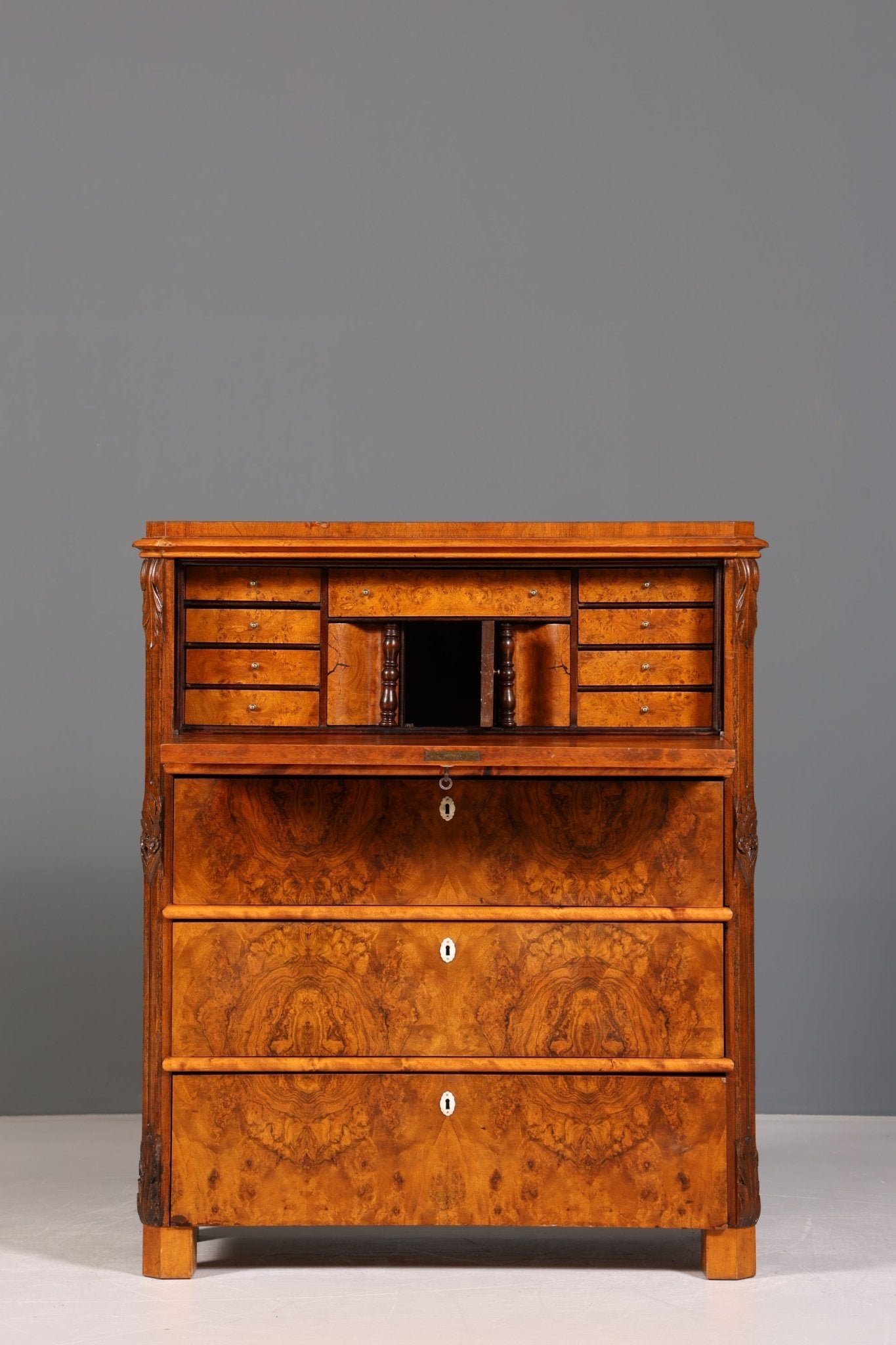 Dreamlike Louis Philippe Secretary Vertiko Wilhelminian style walnut chest of drawers around 1880