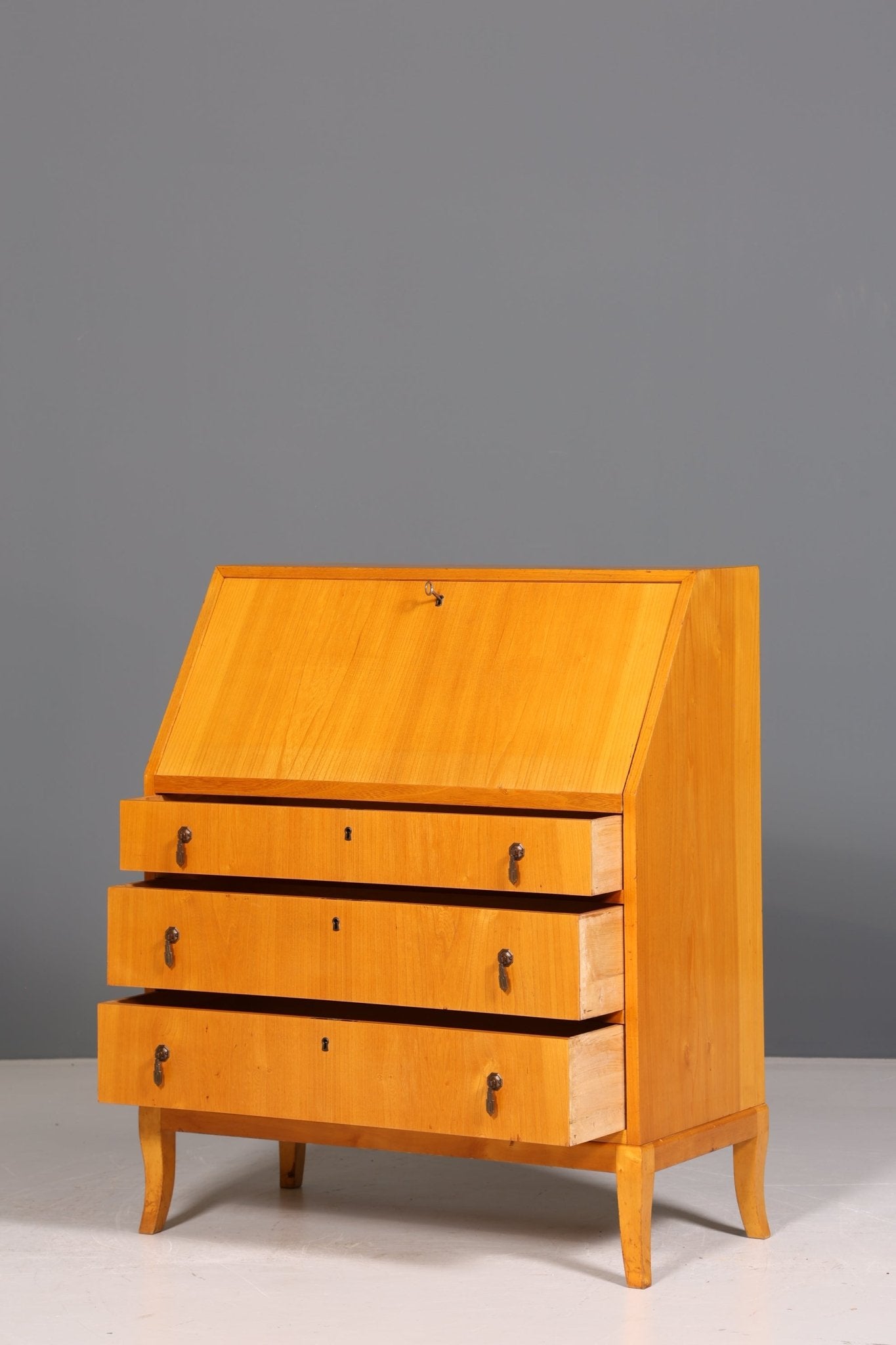 Dreamy Mid Century Secretary Office Chest of Drawers Cherry Wood Writing Desk