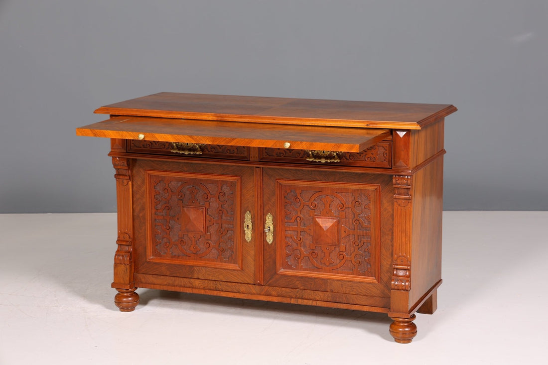 Wunderschöner Gründerzeit Schrank Antik Nussbaum Kommode um 1890 Sideboard