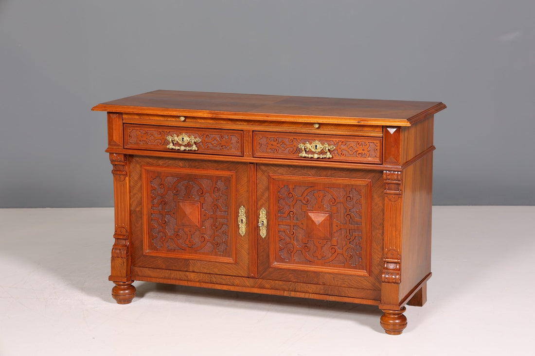 Wunderschöner Gründerzeit Schrank Antik Nussbaum Kommode um 1890 Sideboard