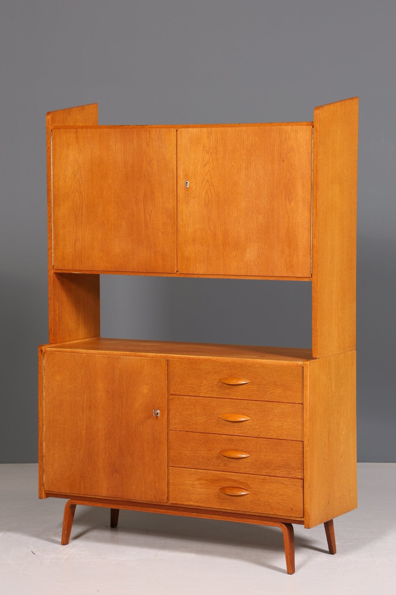 Wunderschöner Mid Century Schrank Bücherregal Vintage Regal Highboard Holz Bookshelf VEB