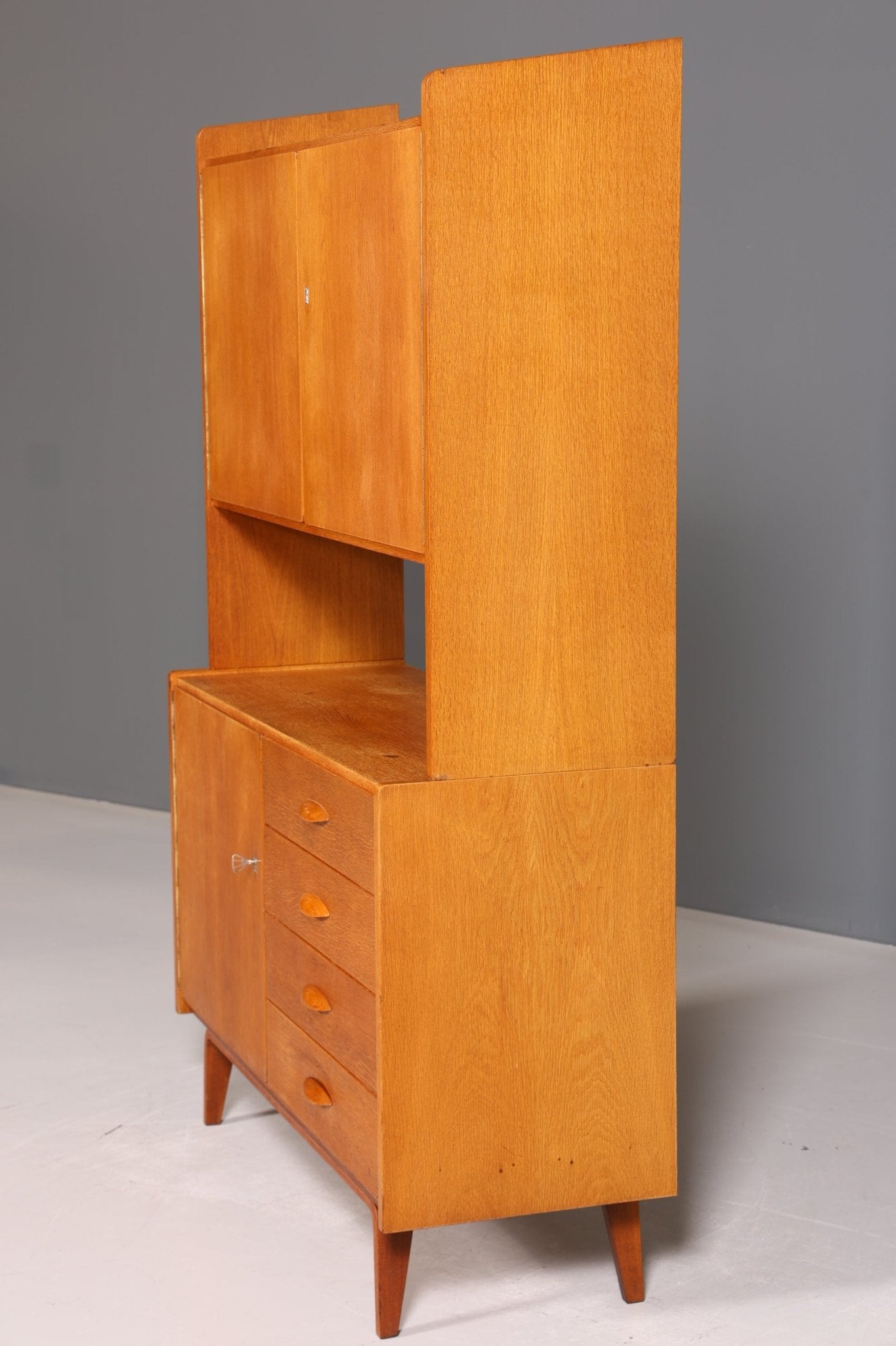 Wunderschöner Mid Century Schrank Bücherregal Vintage Regal Highboard Holz Bookshelf VEB