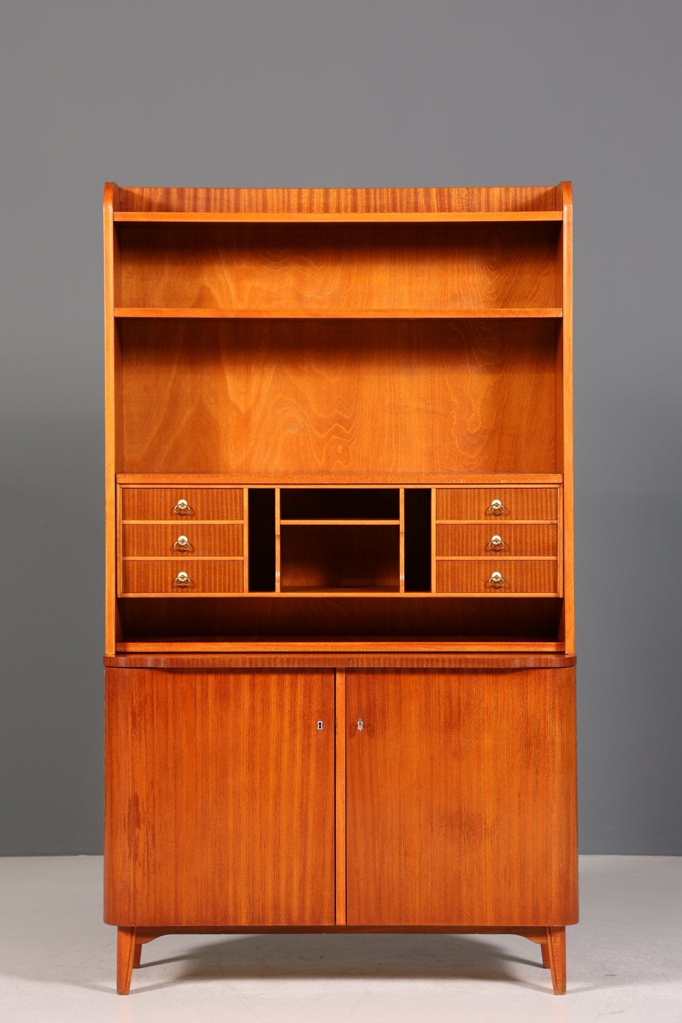 Wunderschöner Mid Century Schrank Retro Sekretär Bücherregal Vintage Highboard Holz Regal 60er Jahre