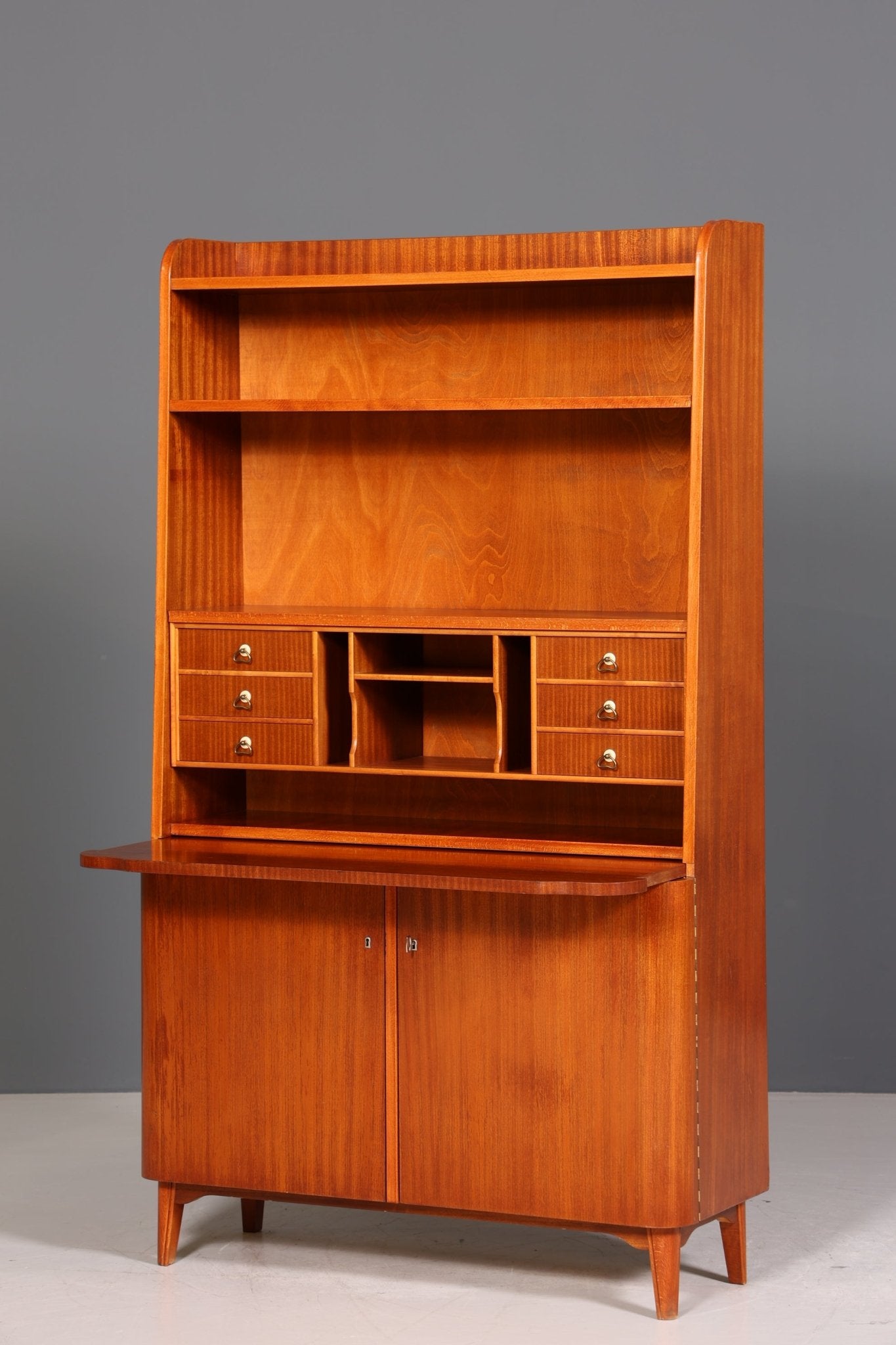 Wunderschöner Mid Century Schrank Retro Sekretär Bücherregal Vintage Highboard Holz Regal 60er Jahre