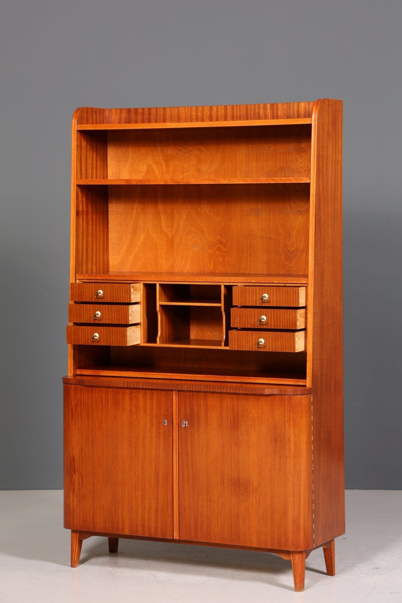 Wunderschöner Mid Century Schrank Retro Sekretär Bücherregal Vintage Highboard Holz Regal 60er Jahre