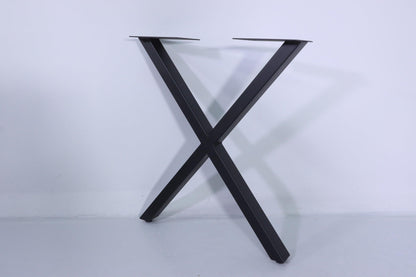 Table frame set of 2 cast iron &quot;X&quot; sled frame industrial design black table legs