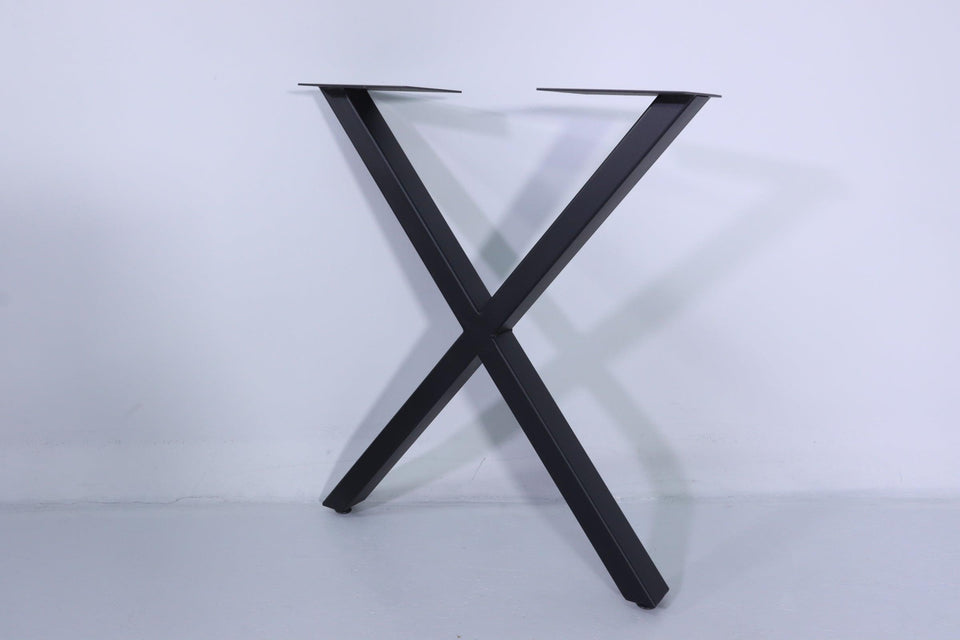 Table frame set of 2 cast iron "X" sled frame industrial design black table legs