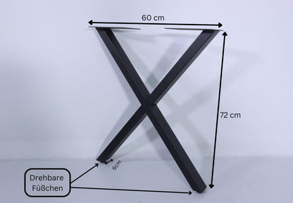 Tischgestell 2er Set Roheisen &quot;X&quot; Kufengestell Industrial-Design schwarz Tischbeine