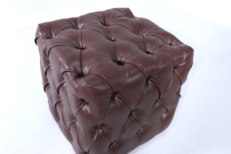 Elegant Chesterfield style stool footstool UK brown